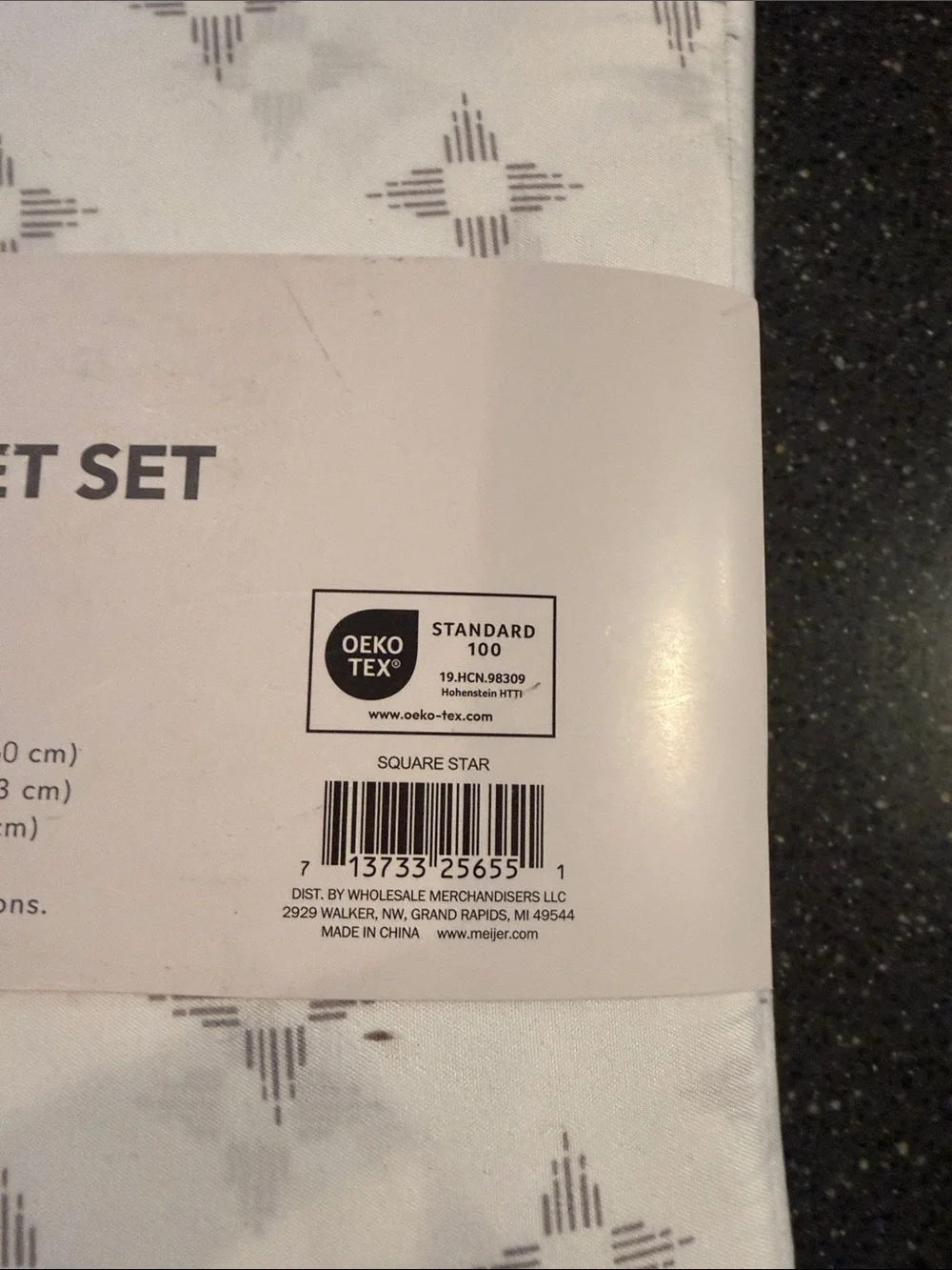 Ultra Soft Sheet Set - White with Gray Geometric Motif, Twin/Twin XL
